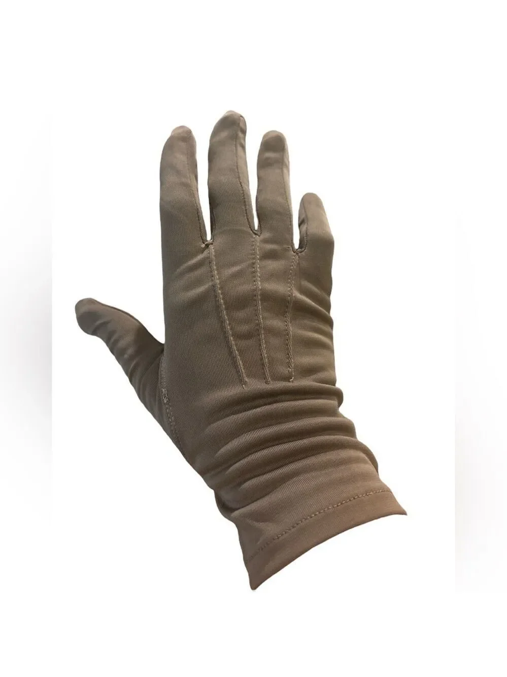 60s GRAY MCM LIGHTWEIGHT RETRO RAYON  CLASSIC WRIST LENGTH GLOVES SZ M